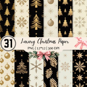 Lyxigt guld jul sömlöst mönster, digitalt julpapper, elegant prydnad utskrivbar bakgrund