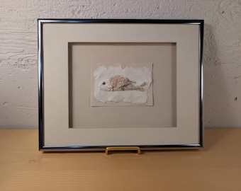 Vintage 1991 Mixed Media Fish Art by JC Mortensen, Sculpted Fiber on Layered Paper