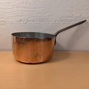 Vintage Copper Saucepan with Cast Iron Handle