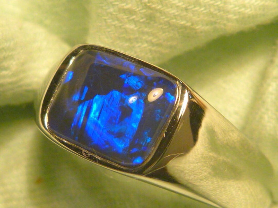 Mens Opal Ring Sterling Silver Natural Opal Triplet. 10x8mm Etsy