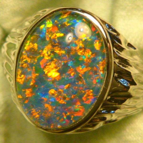 Oval Shape Opal Sterling Silver Ring