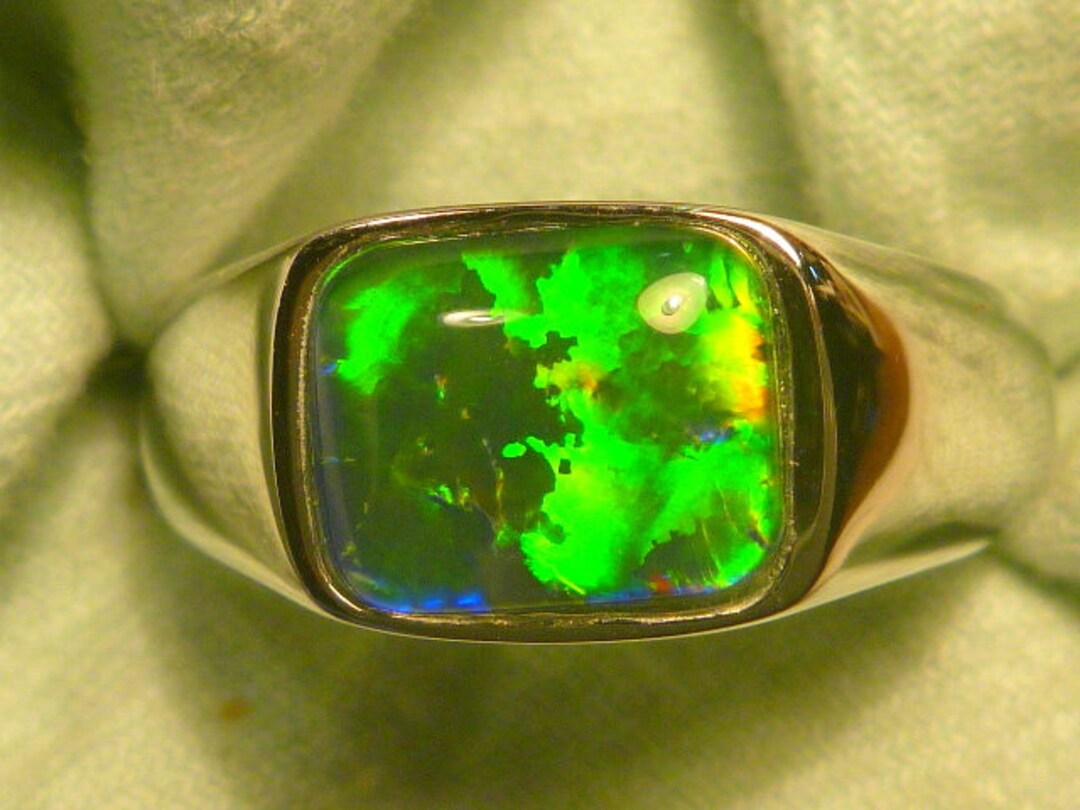 Mens Opal Ring Sterling Silver, Natural Opal Triplet. 10x8mm Rectangle. Item 190517. Etsy