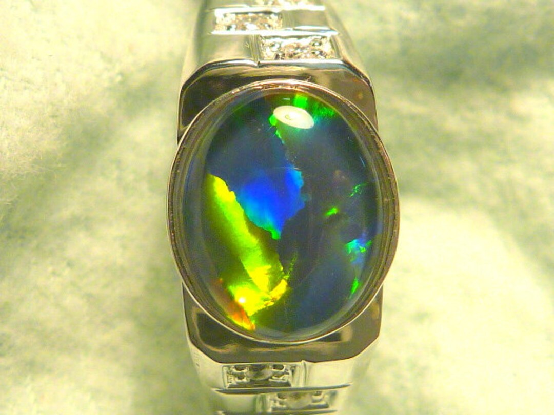 Mens Opal Ring Sterling Silver Natural Opal Triplet. 10x8mm Etsy