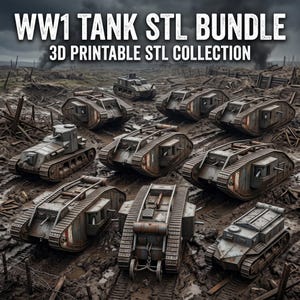WW1 Tank STL Bundle, Military Vehicle 3D Print Files (Digital Download)