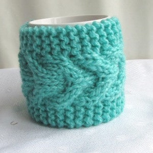 Knitted Cup Cozy, Aquamarine Mug Cozy, Cup Cosy, Mug Warmer knitted, Tea Cozy - Gift for Mom
