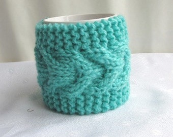 Knitted Cup Cozy, Aquamarine Mug Cozy, Cup Cosy, Mug Warmer knitted, Tea Cozy - Gift for Mom