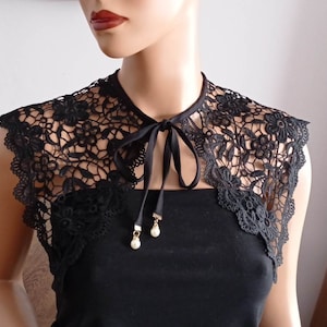 Black Peter Pan Collar, Black Detachable Collar , Black Cotton, Lace Collar, Lace Necklace, Detachable Collar Necklace, gift for her