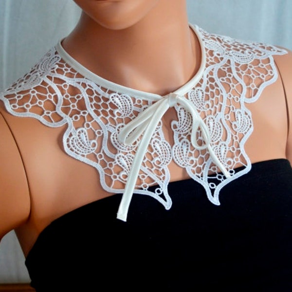 Light Cream Peter Pan Collar, Light Cream Detachable Collar, Cotton, Lace Collar, Lace Necklace, Detachable Collar Necklace, gift for her