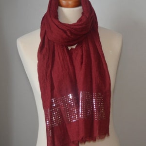 Long Maroon Scarf, Maroon Scarf ,Women, Lightweight Scarf, Gift Ideas for Her