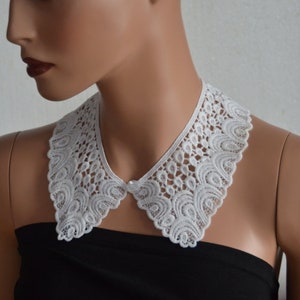 White Peter Pan Collar, Detachable Collar and button, White Cotton, Lace Collar, Lace Necklace, Detachable Collar Necklace, gift