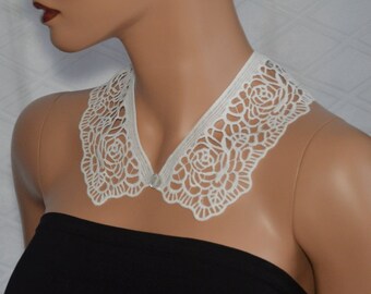 False White Peter Pan Cotton Collar – Faux Detachable & Removable Fashion Neckwear