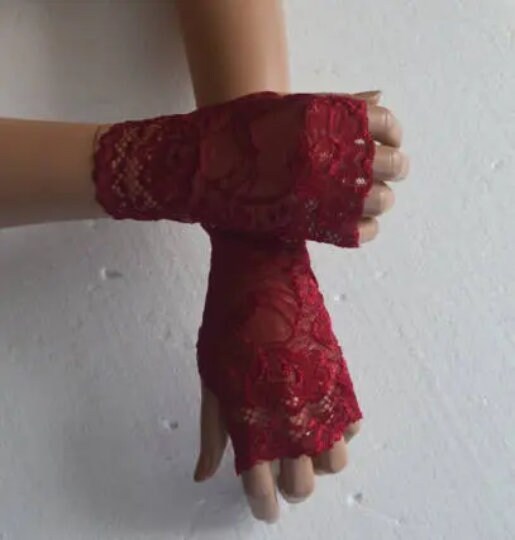 Damen-Spitzenhandschuhe Mit Tüll-Bordüre & Perlen – Opern-/Teeparty-Handschuhe, Länge Ca. 17,8 Cm