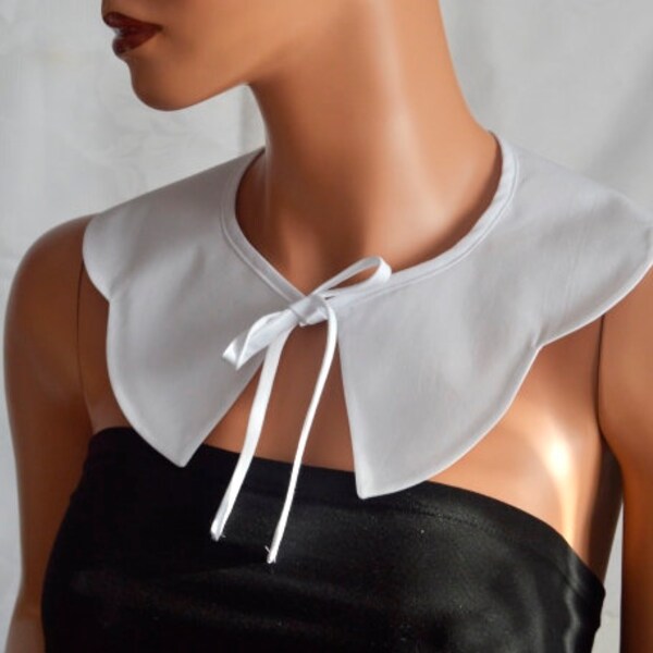 White Peter Pan Collar, White Detachable Collar with , Cotton Collar, Necklace, Detachable Collar Necklace,gift for her.