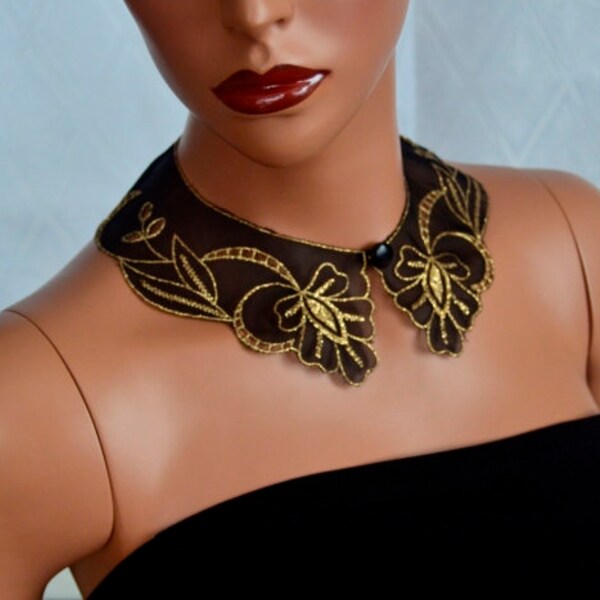 Black Lace Collar, Small Black Peter Pan Collar, Detachable Collar, Lace Collar, Lace Necklace, Detachable Collar Necklace, gift