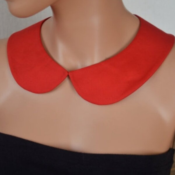 Peter Pan Collar,  Detachable Collar, Cotton Collar, Necklace, Detachable Collar Necklace,gift for her (Red, Black color)