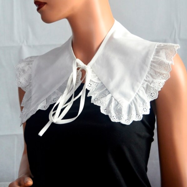 White Peter Pan Collar, White Detachable Collar and button, Cotton, Lace Collar, Lace Necklace, Detachable Collar Necklace, gift for her