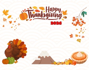 Printable Thanksgiving Card Set | Japanese Inspired 7x5 Card | 2026 & No Year | Instant Download