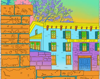 Colorful Trolley Stop - Historic Ellicott City, Md - Original limited edition print