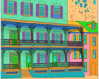 Colorful Howard House - Historic Ellicott City, Md - Original limited edition print