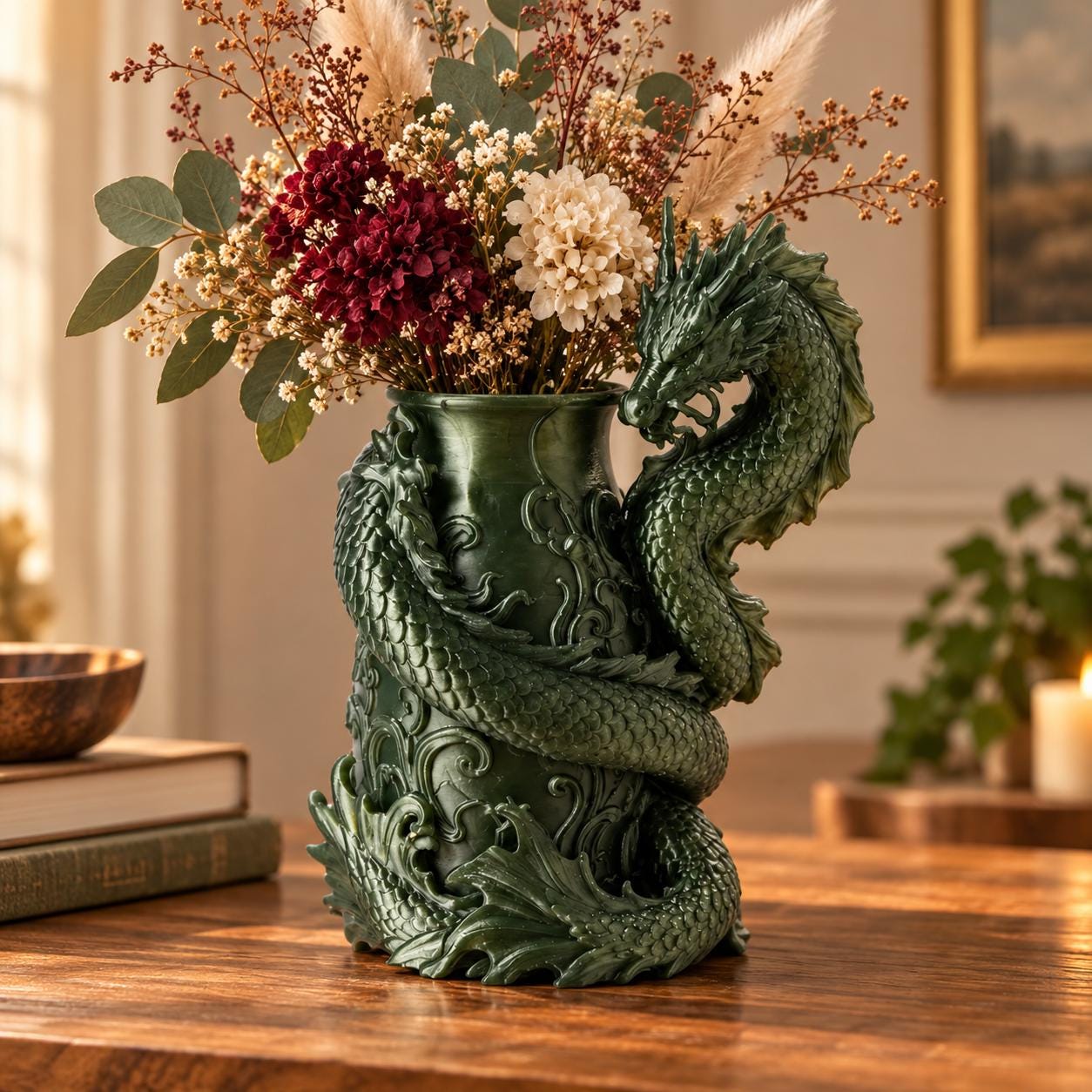 ドラゴン装飾 陶器花瓶 Dragon vase - Etsy 日本