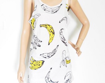 Banana Shirt Banana T shirt Banana Tank Top Women Graphic Tank Cool Shirt Shirt for Teens Graphic Tee Shirt Women Workout Tank Size M