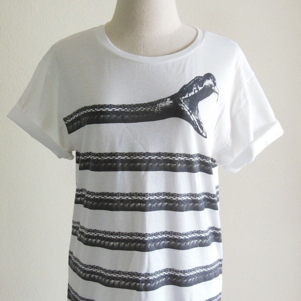Snake T-Shirt Animal Style Unisex T-shirt Men T Shirt Women T Shirt White T-Shirt Screen Print Size M