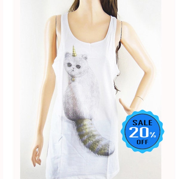 Cat Unicorn tank top cat shirt cat tshirt cute cat love teen top tumblr graphic women shirt graphic tank women tank top sleeveless size M