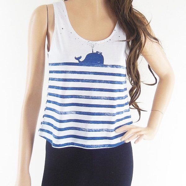 Whale Fish Sea Ocean shirt women tank top crop tank size S