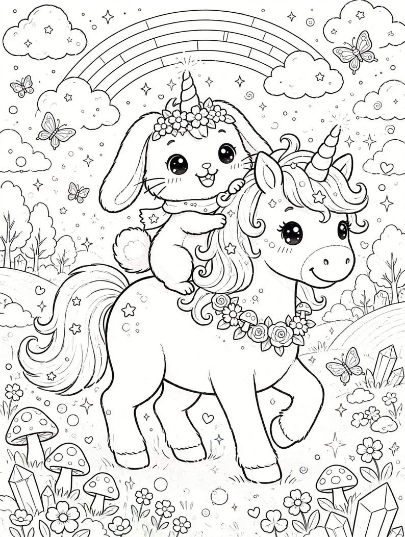 Unicorn Squirrel Coloring Page: Magical Adventure in the Enchanted ...