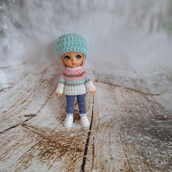 Handknit/sewn outfit fit for Lati Yellow / PukiFee 16cm doll