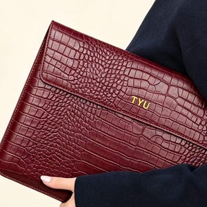 Personalised Crocodile Leather Laptop Case, MacBook M5 Air 13/15 Inch, Custom Laptop Case With Name, Laptop Briefcase, Corporate Gift