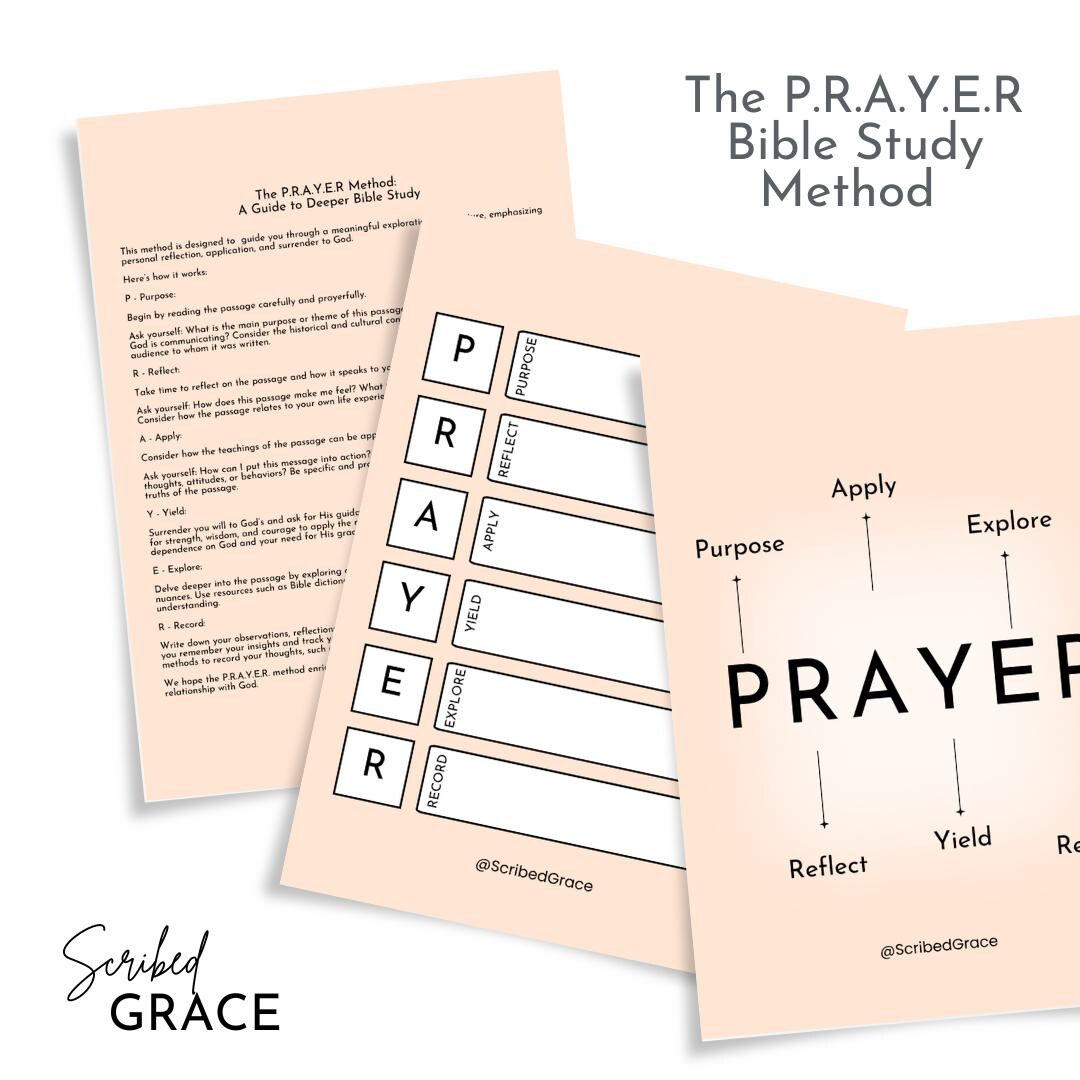 The P.R.A.Y.E.R. Method Bible Study Template | Christian Devotional ...