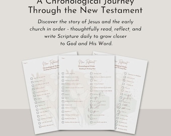 New Testament Chronological Bible Reading & Writing Plan | Scripture Study Printable | Daily Faith Planner | Bible Journal Tool