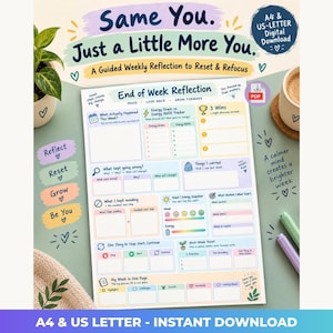 End of Week Reflection Printable | Need to Reset | Printable Weekly Review Worksheet | Self-Growth Tool | Digital Download