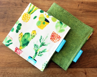 cloth napkin - cactus plants & green Essex linen - reusable cloth napkins for dinner or lunch - sustainable living