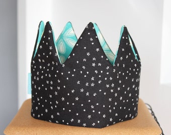 Kid Pretend & dress-up Crown birthday hat- black stars