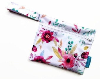 mini wet-bag  - icky bag -floral bouquet - hankies, wipes travel bag