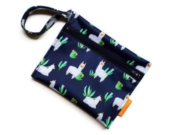 mini wet-bag  - smal icky bag - snack back -Llamas - wipes travel bag - back to school