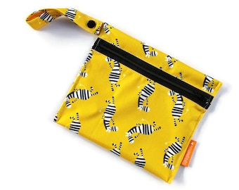mini wet-bag  - snack bag -zebras - wipes travel bag