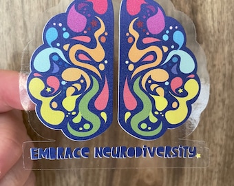 embrace neurodiversity transparent sticker, autism awareness month