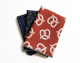 3 mouchoirs lavables et pochette, mouchoirs zero déchet, éco-responsable.