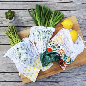 reusable mesh produce grocery bag sustainable living vegetables bag image 1