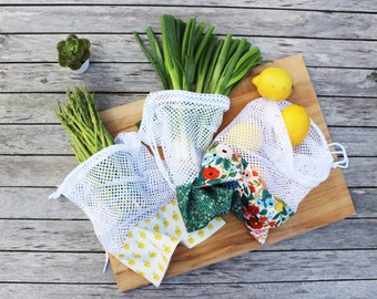 reusable mesh produce grocery bag - sustainable living- vegetables bag