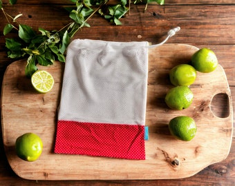 reusable mesh produce grocery bag - sustainable living- vegetables bag