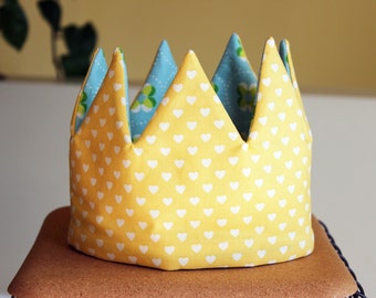 Kid Pretend & dress-up Crown birthday hat- yellow hearts