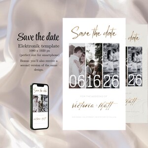 Modern Digital Save the Date Template, Minimalist Elegant Wedding Invitation, iPhone Wedding Invitation, Digital Elopement E card