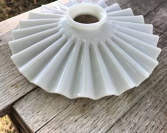 French Ruffled Glass lamp shade Pendant White Milkglass lampshade