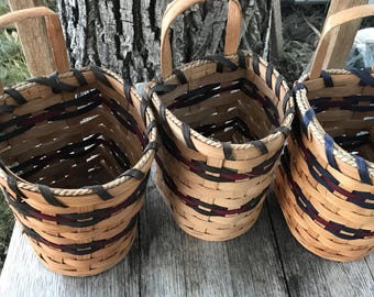 Amish Basket Mahlon S. Gingrich hand crafted & signed Set of 3 Flat Back Baskets 2001