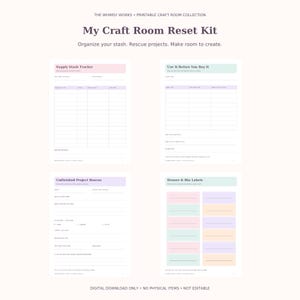 Bastelzimmer-Neustart-Set, Materialübersicht, Projektplaner, Ordnungskarten, Behälteretiketten (PDF)