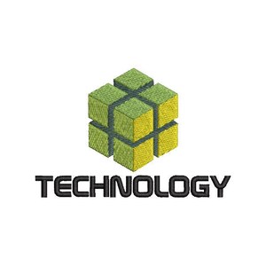 Puede incluir: Un logotipo gráfico que presenta un cubo compuesto por ocho cubos más pequeños en tonos verdes y amarillos, dispuestos en una cuadrícula de dos por dos por dos. Debajo del cubo, la palabra TECHNOLOGY aparece en fuente negra y negrita.